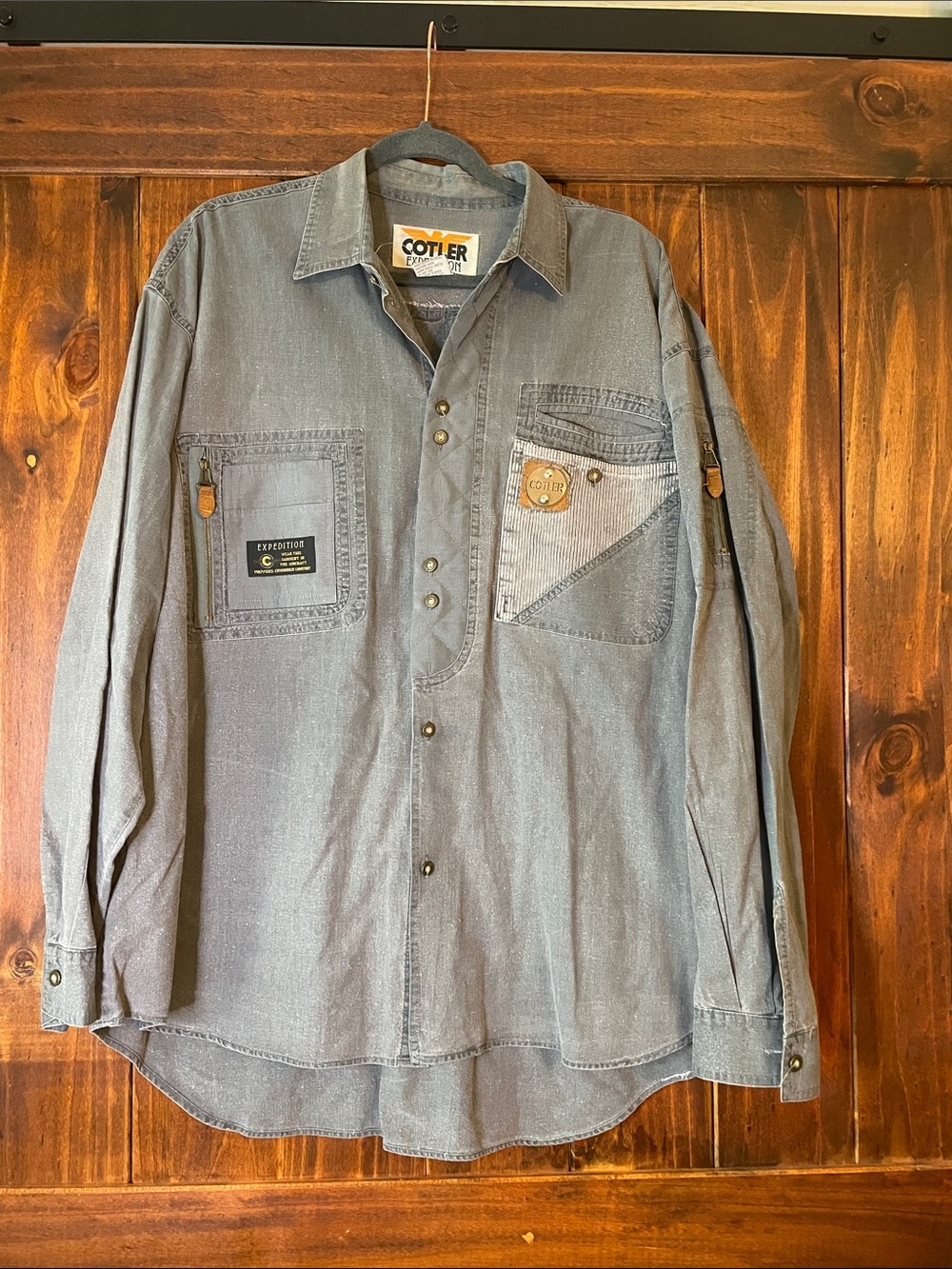 Vintage Cotler Button-down Flight Shirt in Gray